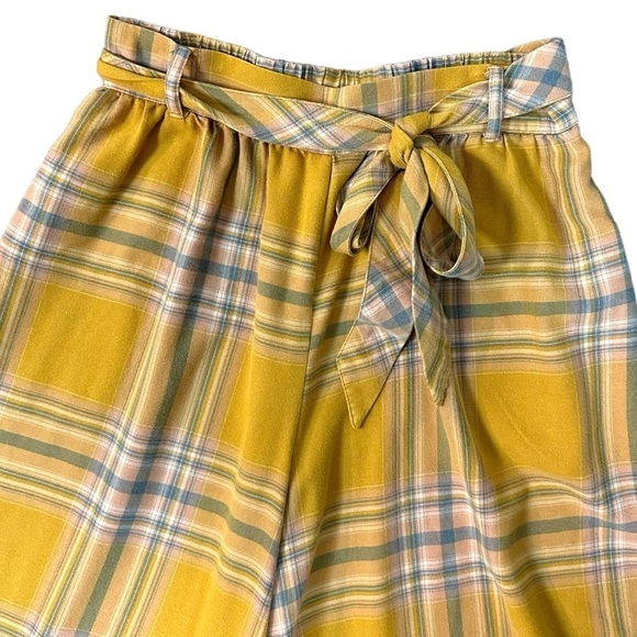 Free People Good Or Plaid Wide Leg Pants in Mustard Size Small - Picture 10 of 14